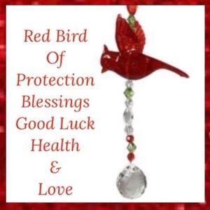 Red Bird Sun Catcher Prism Ornament Sparkling Crystal Acrylic Red Cardinal